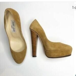 Jimmy Choo leather tan suede high heels